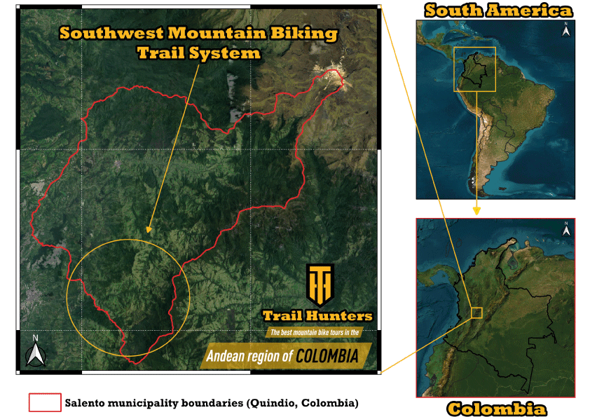 Southwest-Mountain-Biking-Trail-system-of-Salento, Colombia. Trail Hunters -Tours MTB, Enduro XC